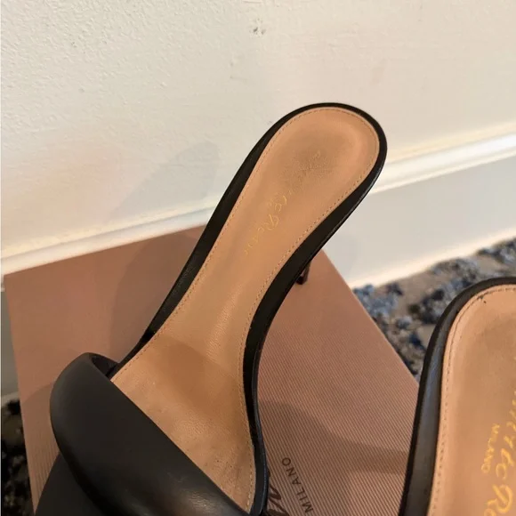 Gianvito Rossi Black Leather Mules Black Bijoux 85 Heeled Sandals Size 36 - Picture 6 of 12